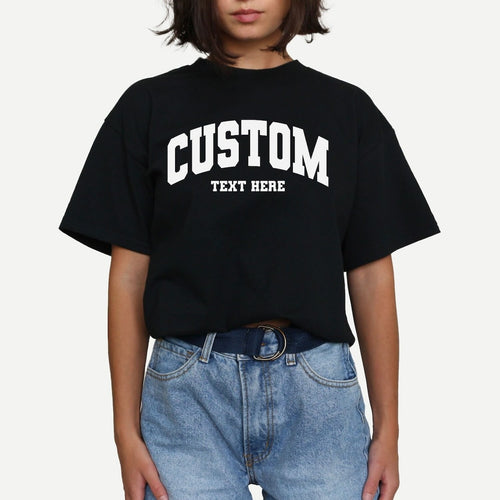 Custom Varsity Text T-shirt - printwithsky