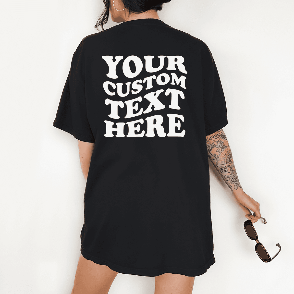 Custom Wavy Text On Back T-shirt – printwithsky