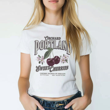 Sweet Cherries Vintage Graphic Baby Tee - printwithsky