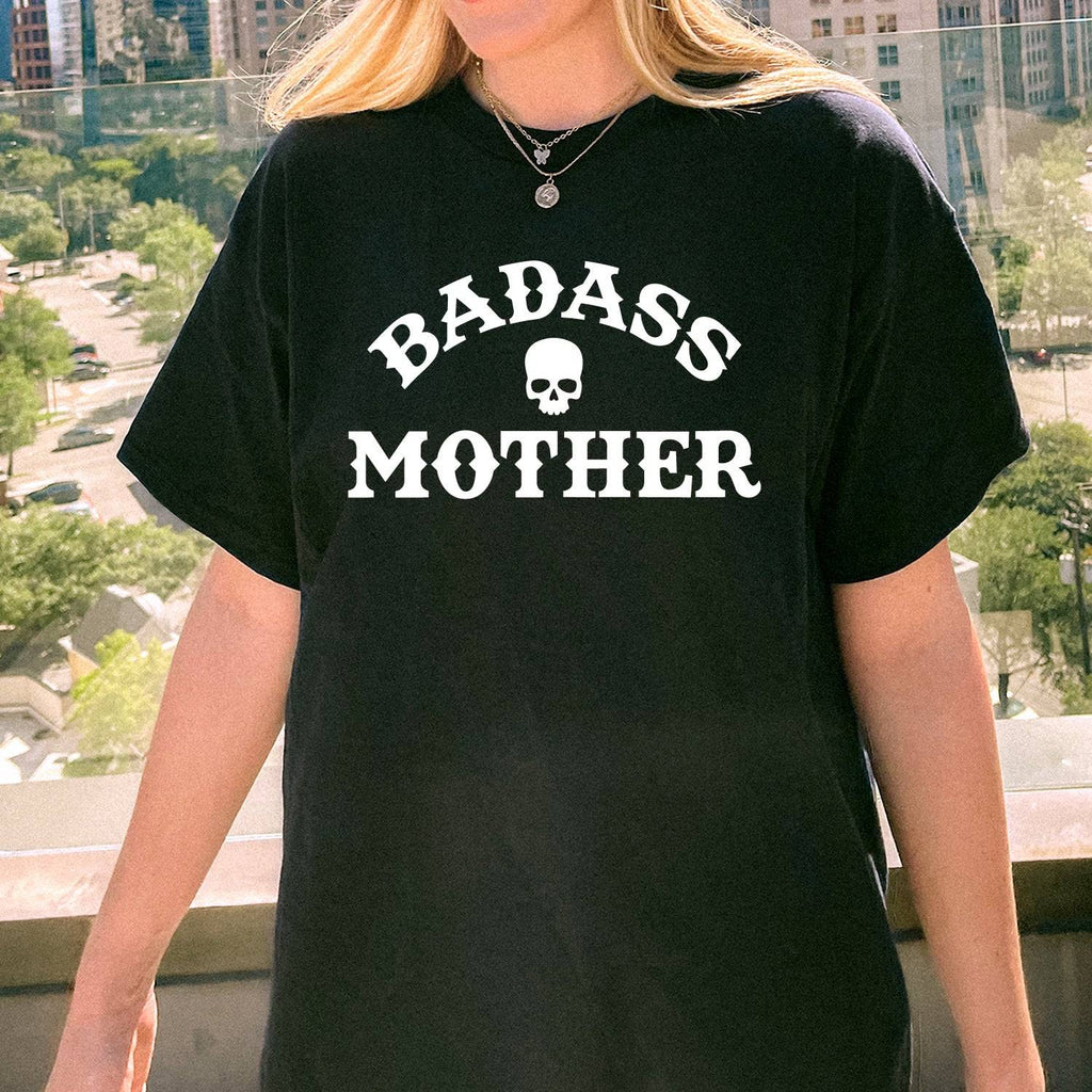 Badass Mother Black T-shirt - printwithsky