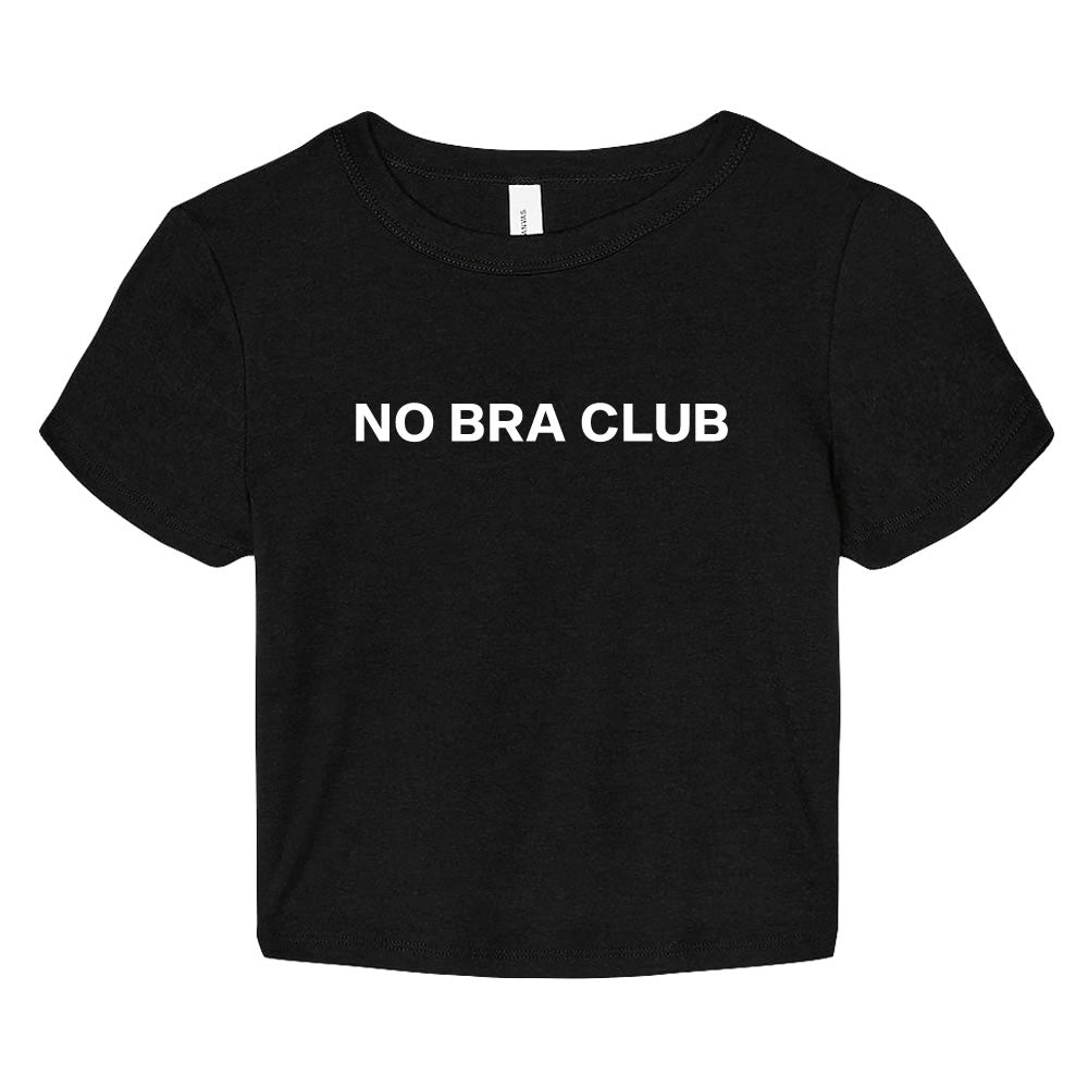No Bra Club Micro Rib Baby Tee – Trendy Women’s Fitted Crop Top | Soft Ribbed Y2K T-Shirt