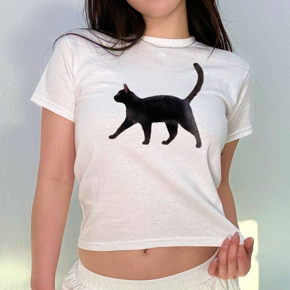 Black Cat Baby Tee - printwithsky