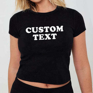 Custom Text 90s Baby Tee – Personalized Retro Crop Top | Customizable Y2K Fitted T-Shirt