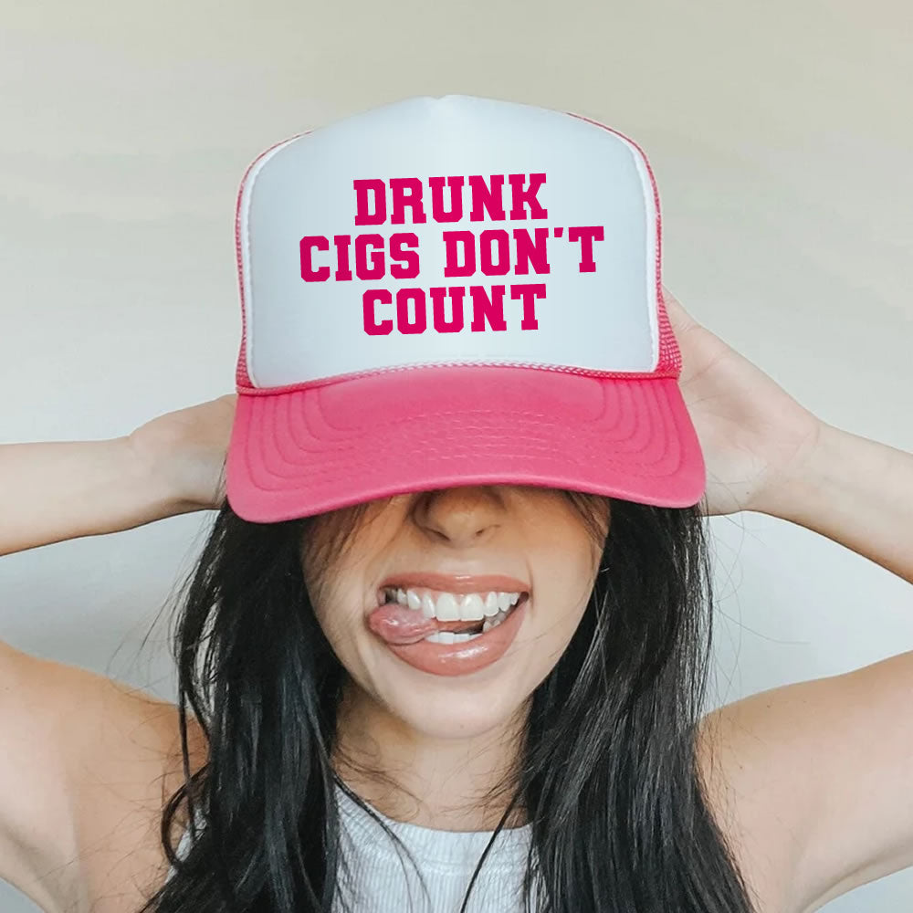 Drunk Cigs Don't Count Trucker Hat - printwithsky 