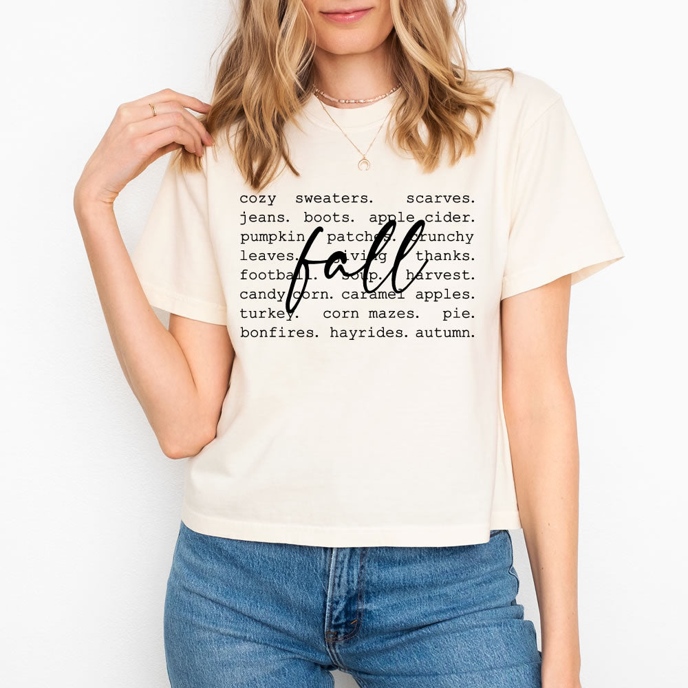 Fall Words Thanksgiving Women Crop Tee - printwithsky