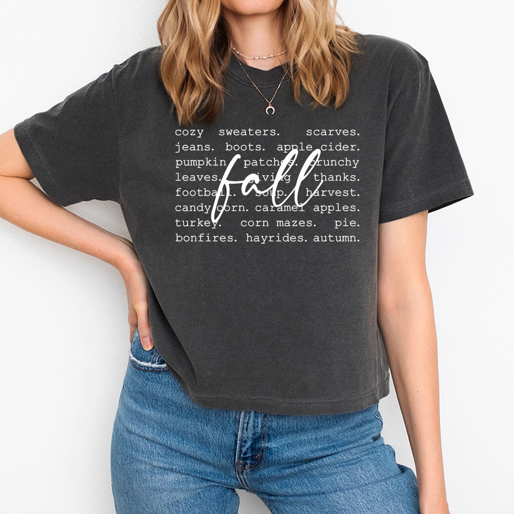 Fall Words Thanksgiving Women Crop Tee - printwithsky