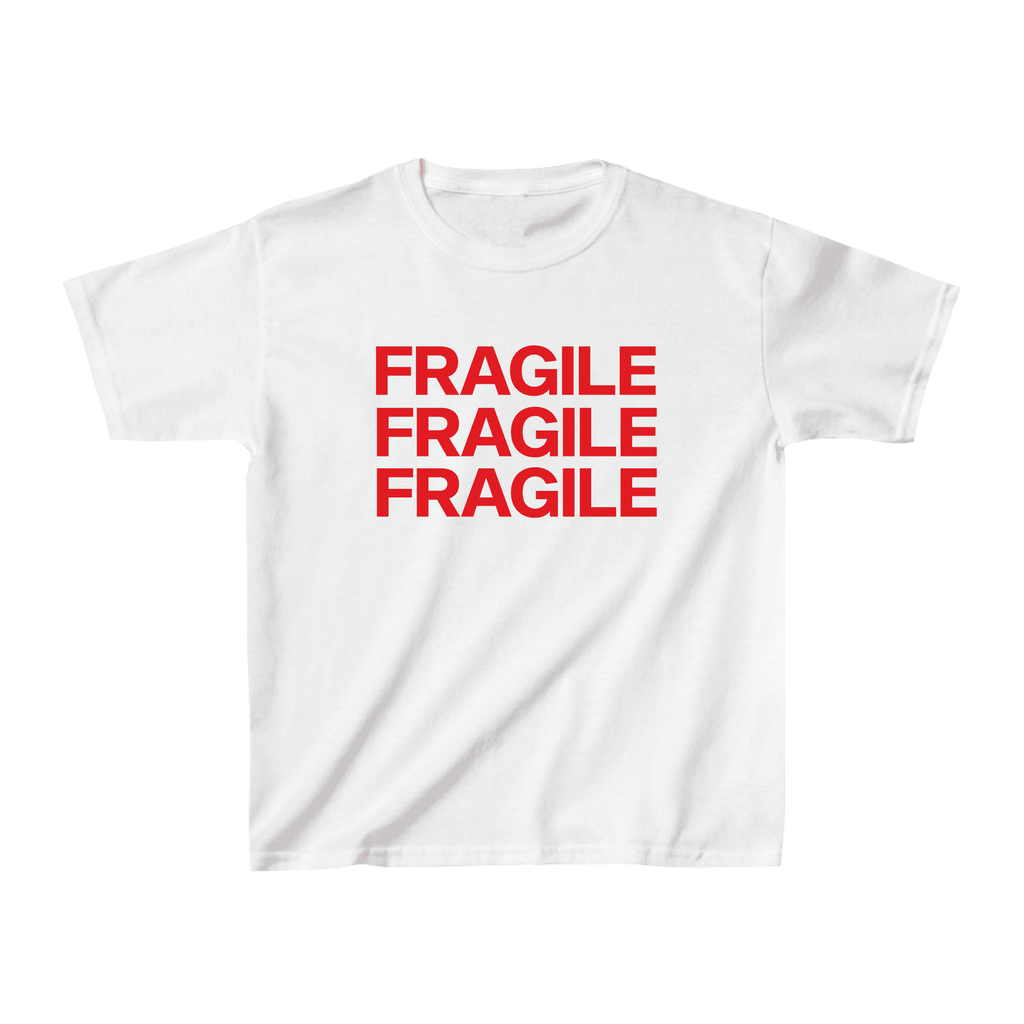 Fragile White Baby Tee - printwithSKY