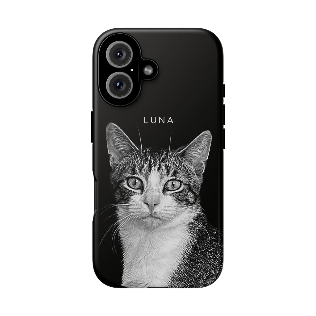 Custom Pet Portrait Photo Black Tough Phone Case – Personalized Pet Gift for Dog & Cat Lovers