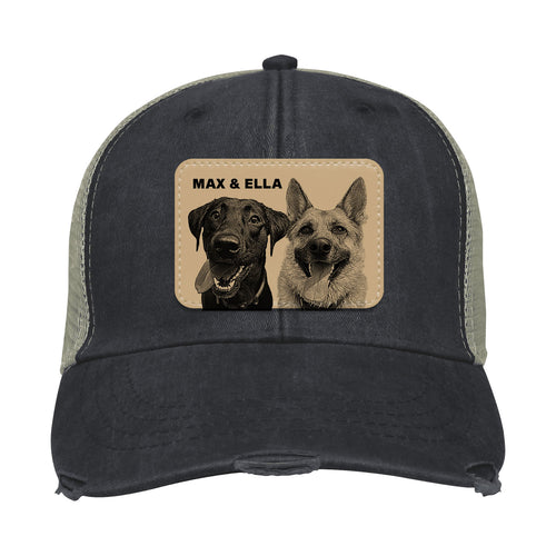 Custom Pet Patch Distressed Ollie Cap – Personalized Pet Hat | Vintage Washed Dad Hat - printwithsky