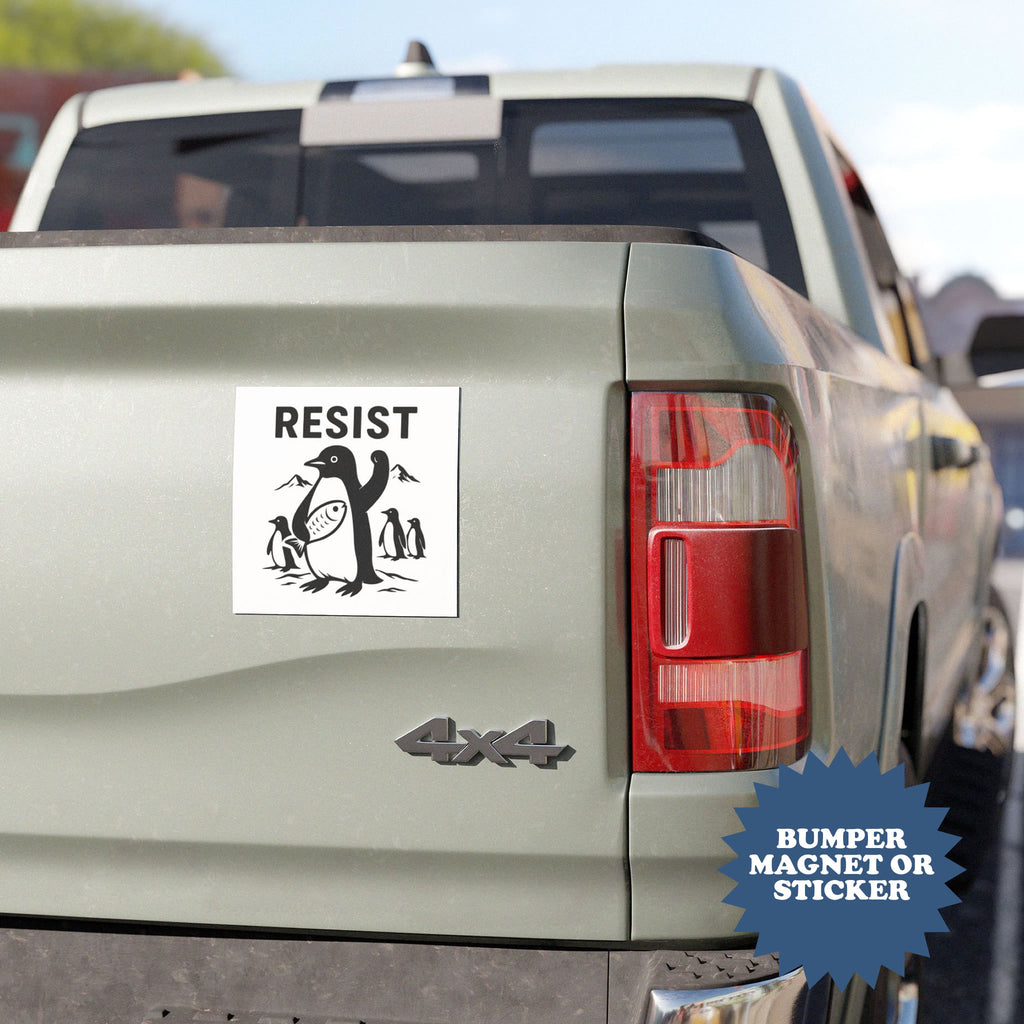 Resist Penguin Funny Trump Tariffs Car Magnet - printwithsky