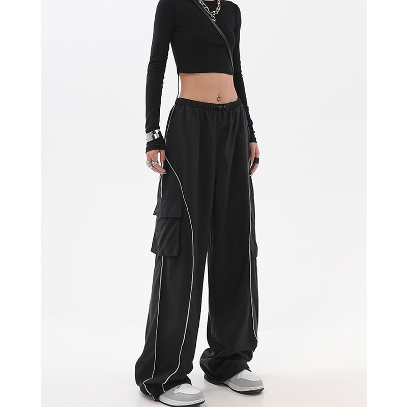 Streetwear Techwear Black Cargo Pants - printwithsky
