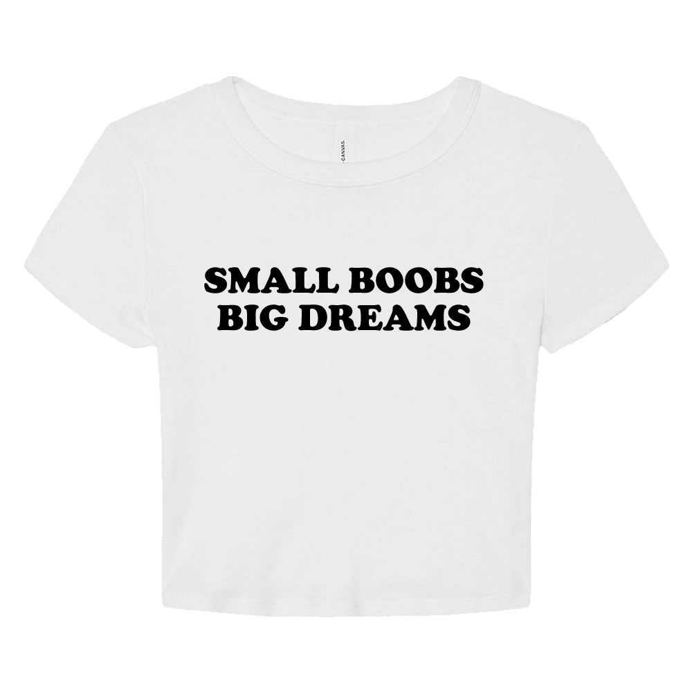 Small Boobs Big Dreams Crop Baby Tee - printwithsky
