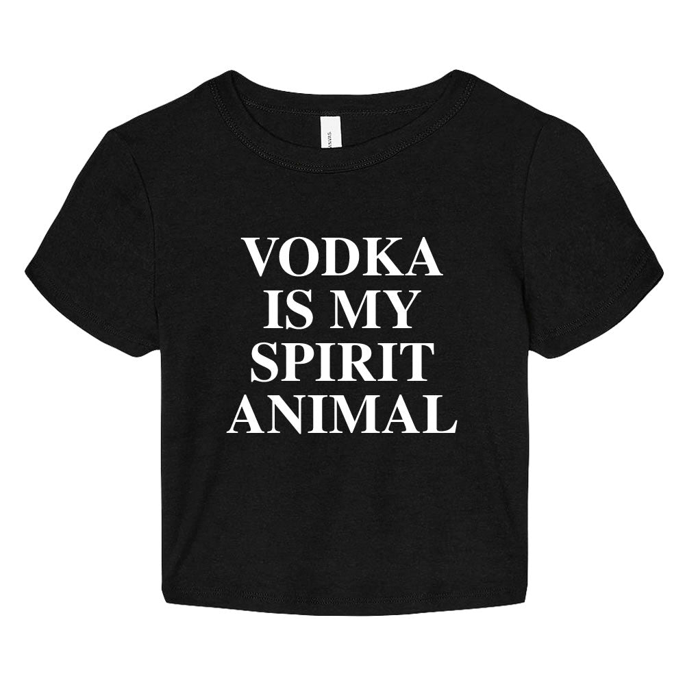 Vodka Is My Spirit Animal Crop Baby Tee - printwithsky