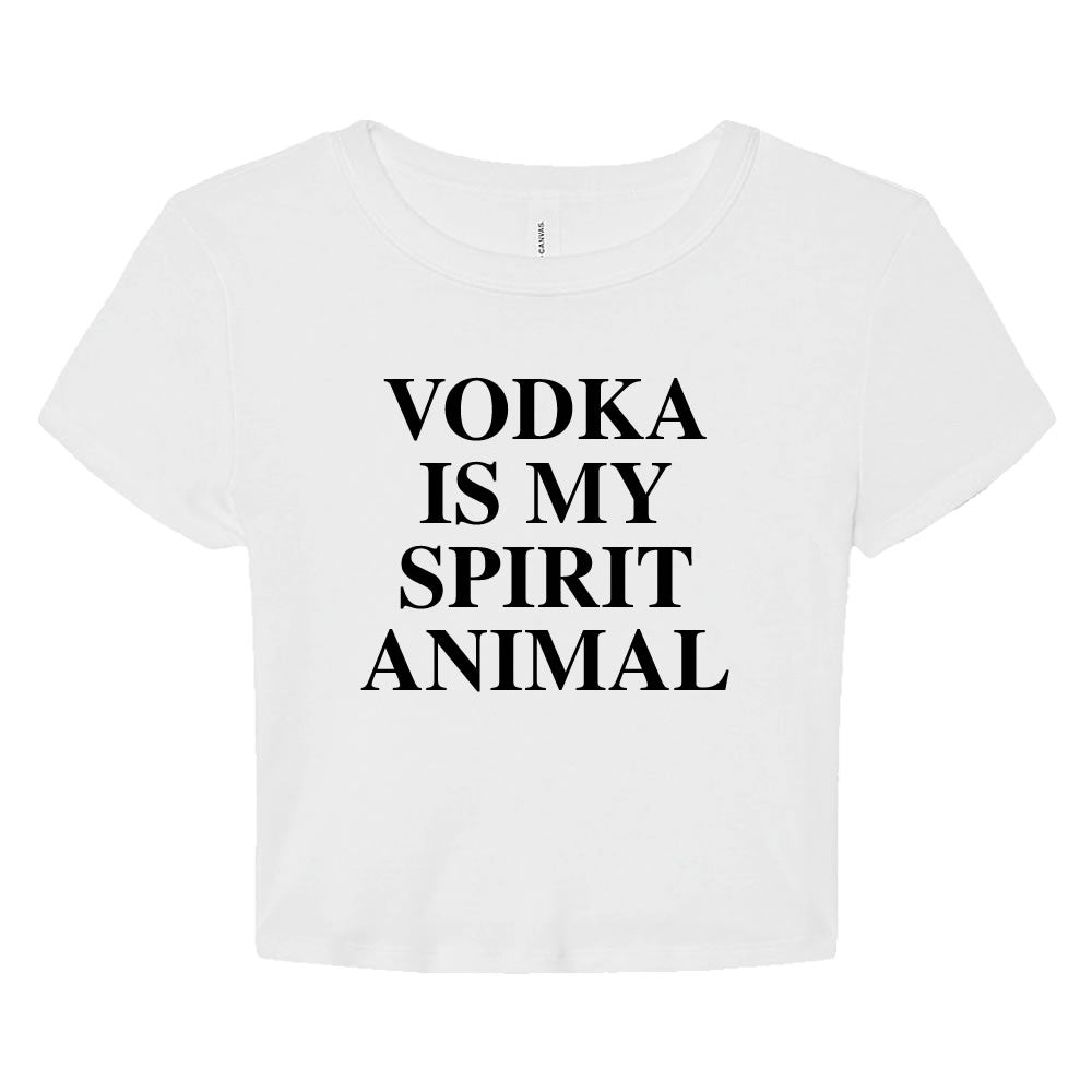 Vodka Is My Spirit Animal Crop Baby Tee - printwithsky