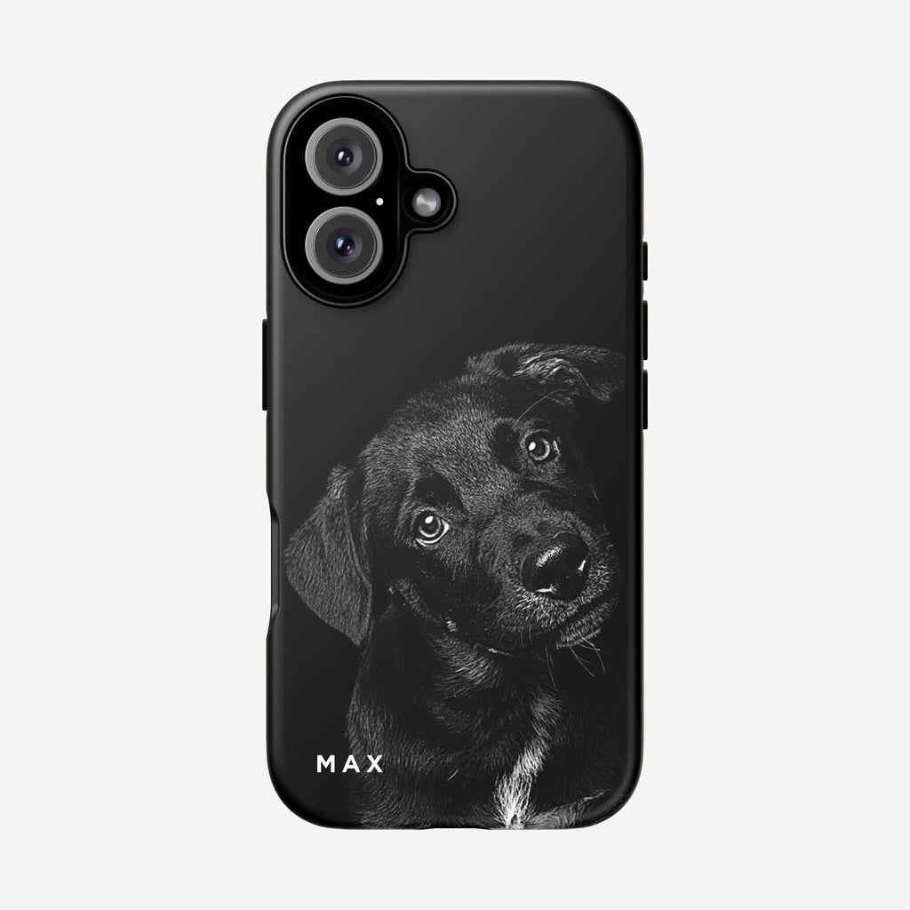 Custom Pet Portrait Photo Black Tough Phone Case – Personalized Pet Gift for Dog & Cat Lovers