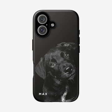 Custom Pet Portrait Photo Black Tough Phone Case – Personalized Pet Gift for Dog & Cat Lovers