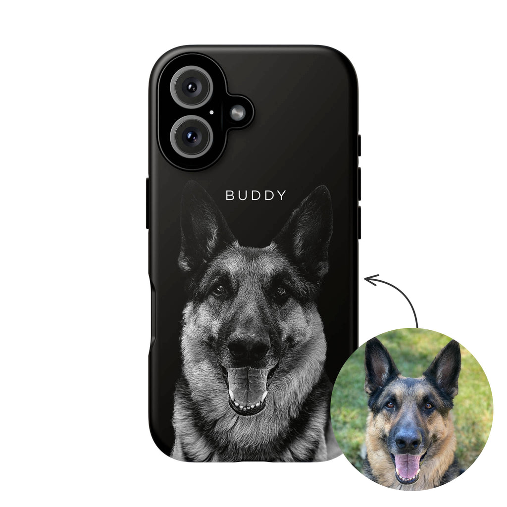 Custom Pet Portrait Photo Black Tough Phone Case – Personalized Pet Gift for Dog & Cat Lovers