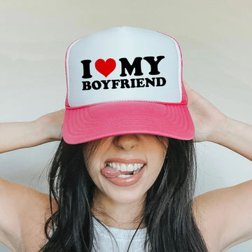 I Love My Boyfriend Trucker Hat - printwithsky