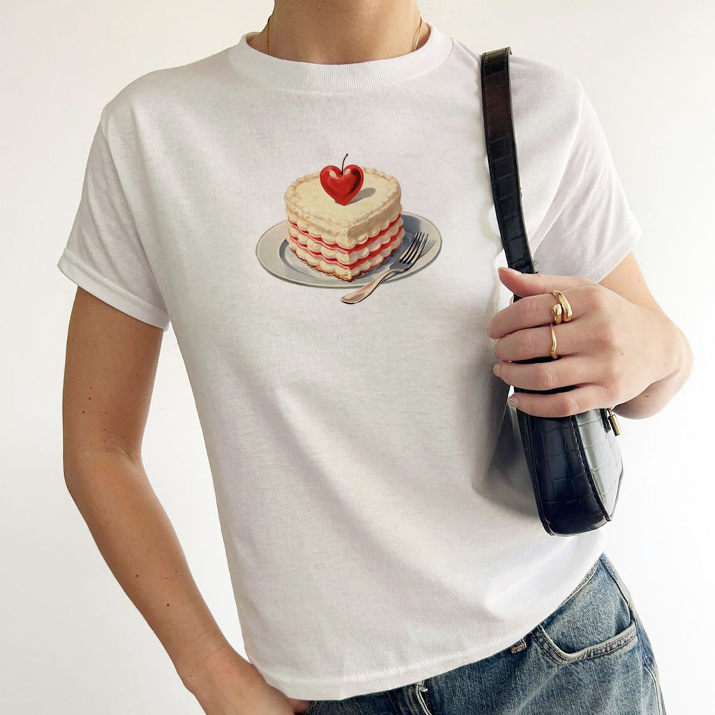 Retro Aesthetic Cake Baby Tee | Y2K Vintage Style Top