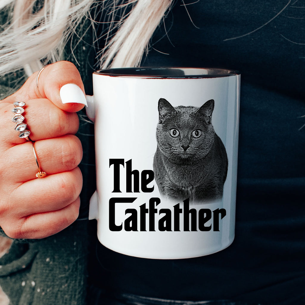 Custom The Catfather Mug – Personalized Cat Photo Coffee Cup | Funny Cat Dad Gift, Unique Pet Lover Mug