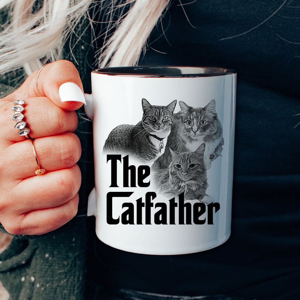 Custom The Catfather Mug – Personalized Cat Photo Coffee Cup | Funny Cat Dad Gift, Unique Pet Lover Mug
