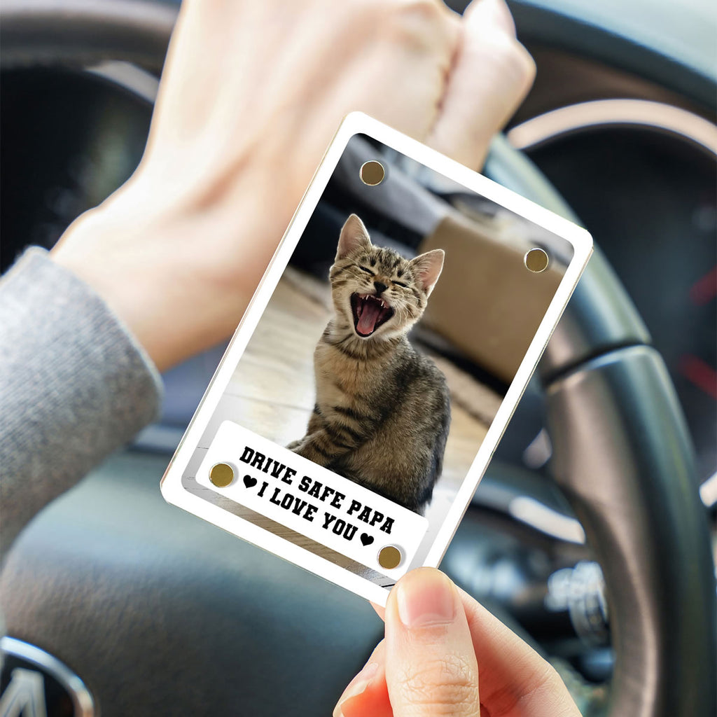 Personalized Dog or Cat Photo Car Visor Clip with Custom Message | Perfect Gift for Pet Lovers