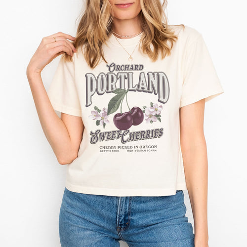 Sweet Cherry Vintage Graphic Crop Boxy Tee - printwithsky