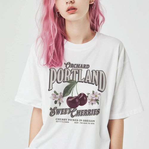 Sweet Cherries Vintage Graphic T-shirt - printwithsky