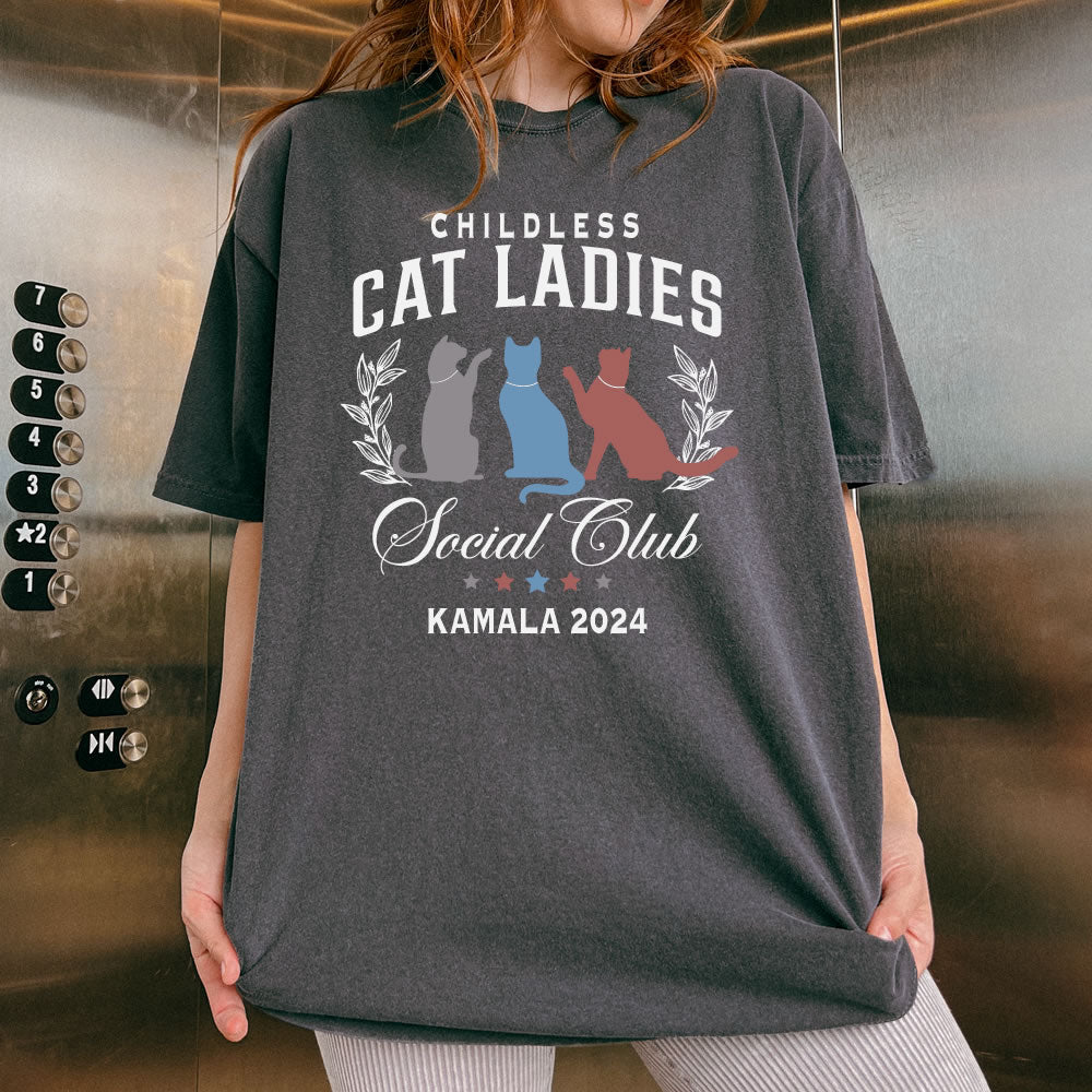 Childless Cat Lady Kamala T-shirt - printwithsky