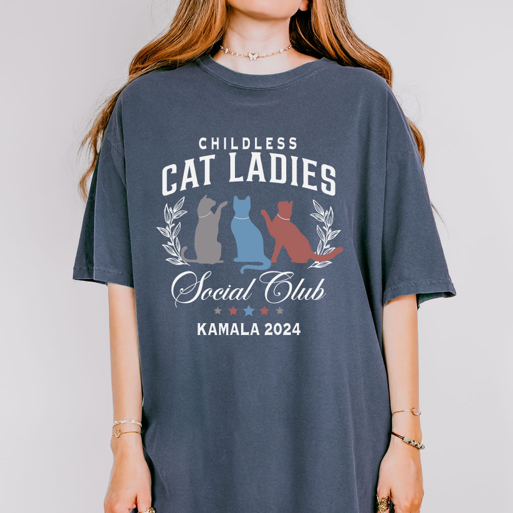 Childless Cat Lady Kamala T-shirt - printwithsky