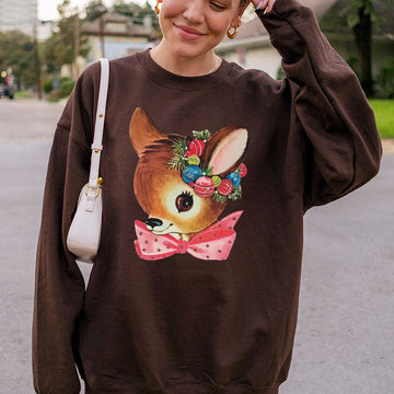 Christmas Reindeer Vintage Art Sweatshirt - printwithsky