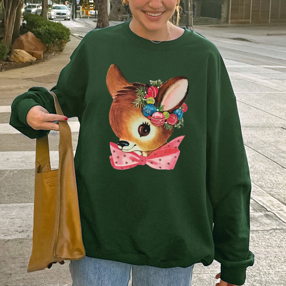 Christmas Reindeer Vintage Art Sweatshirt - printwithsky