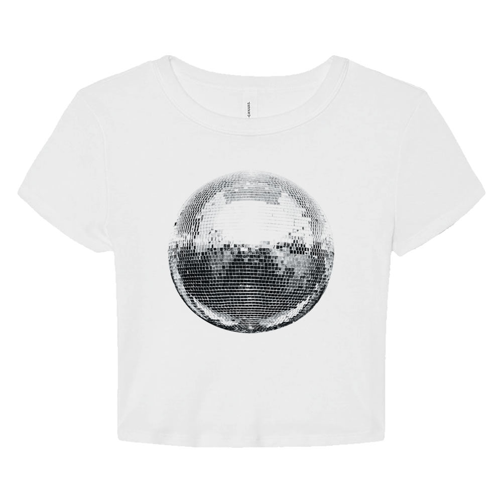 Disco Ball Party Y2K Crop Top Baby Tee - printwithsky