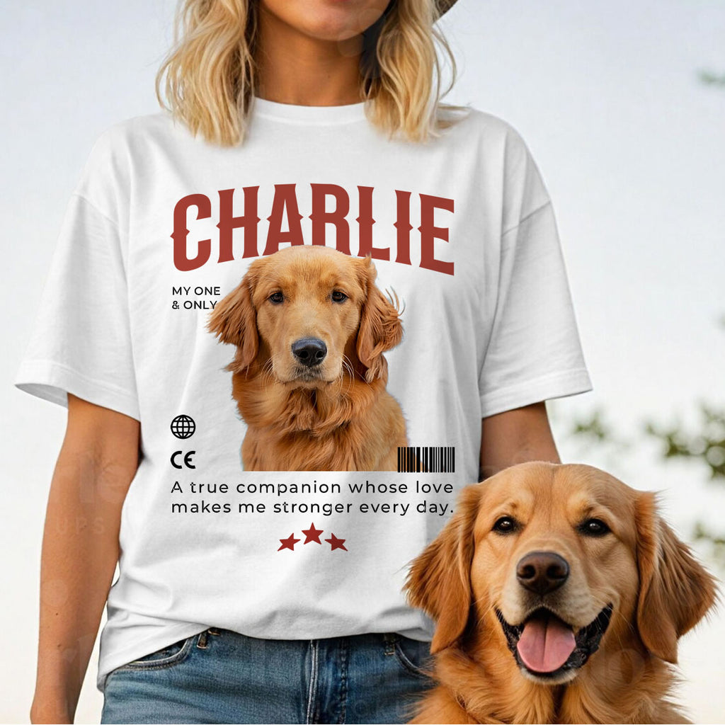 Custom Pet Portrait T-Shirt – Personalized Dog & Cat Photo Unisex Tee | Gift for Dog Mom, Dog Dad, Cat Mom & Cat Dad