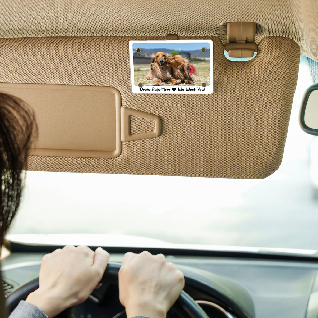 Personalized Dog or Cat Photo Car Visor Clip with Custom Message | Perfect Gift for Pet Lovers