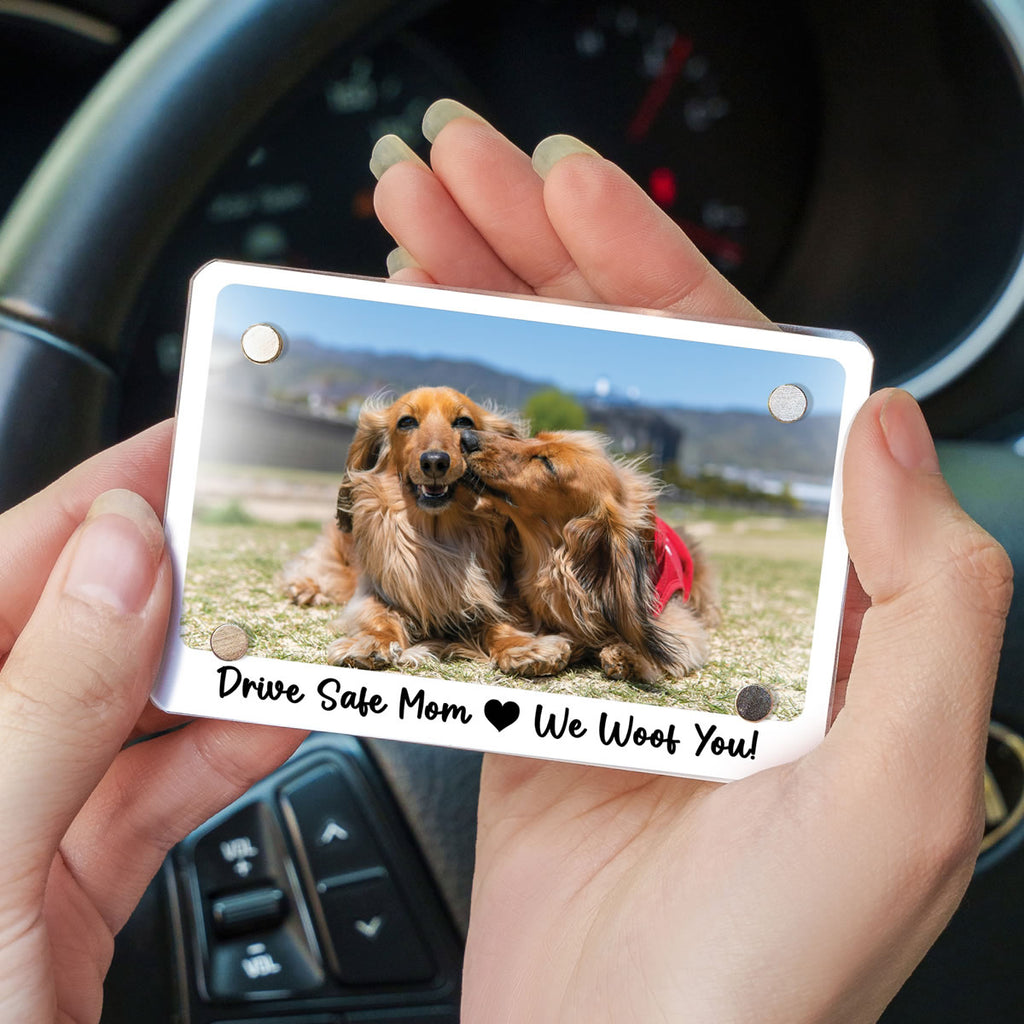 Personalized Dog or Cat Photo Car Visor Clip with Custom Message | Perfect Gift for Pet Lovers