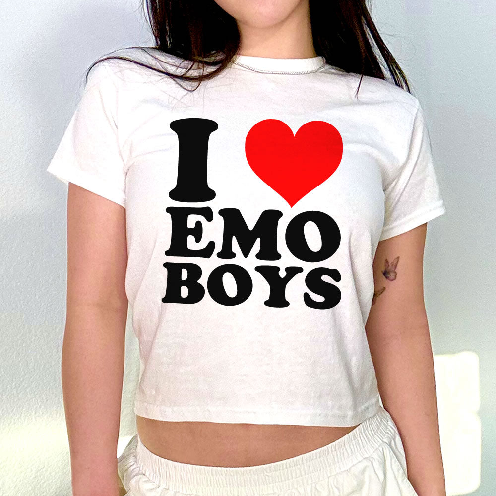 I Love Emo Boys 90s Baby Tee - printwithsky