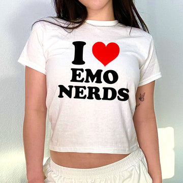 I Love Emo Nerds Baby Tee - printwithsky