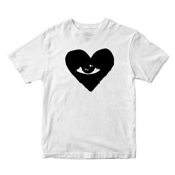 Heart with Eye Unisex White T-shirt | printwithSKY