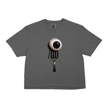 Eyeball Graphic Halloween Women’s Crop Boxy Tee | Punk Gothic Streetwear Top