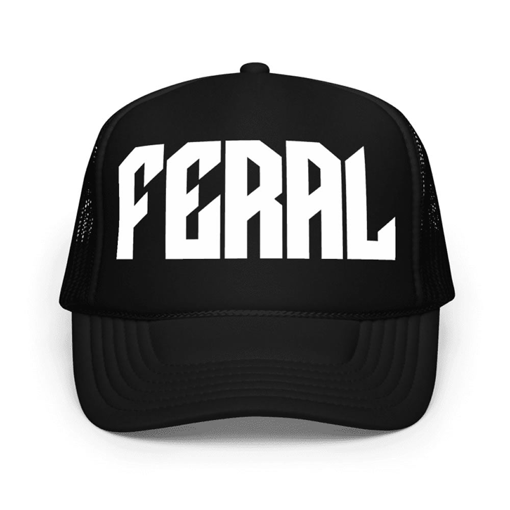 Feral Black Trucker Hat | Funny Streetwear Cap, Trendy Unisex Hat
