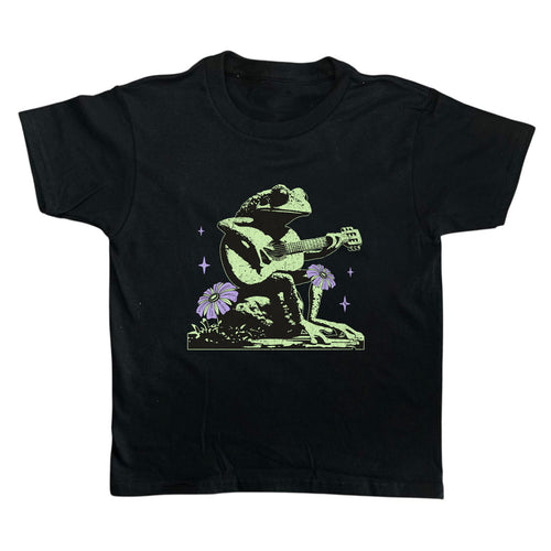 Frog Guitar Baby Tee - Y2K Aesthetic Animal Graphic Shirt - printwithsky