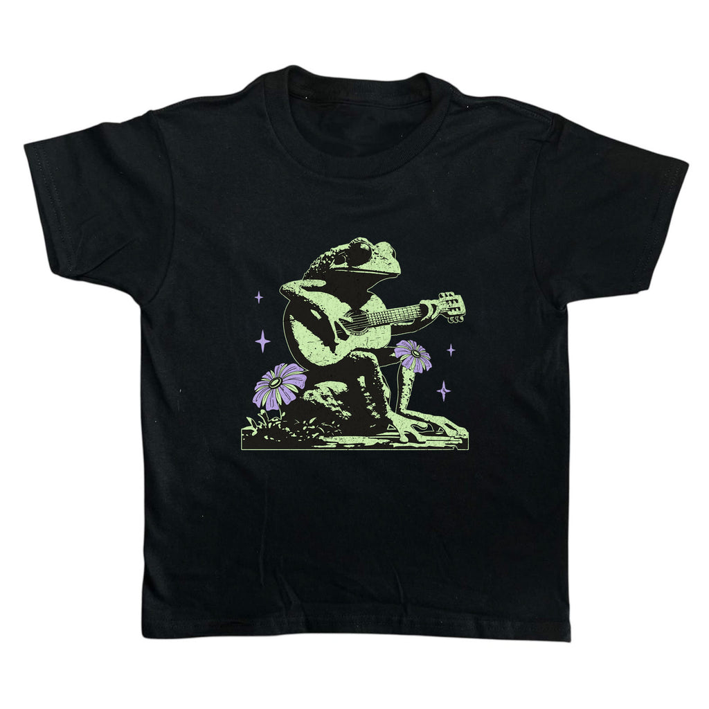 Frog Guitar Baby Tee - Y2K Aesthetic Animal Graphic Shirt