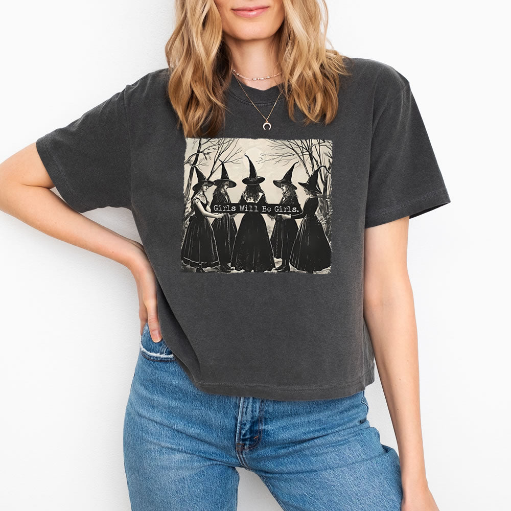 Girls Will Be Girls Witch Crop Boxy T-shirt - printwithsky