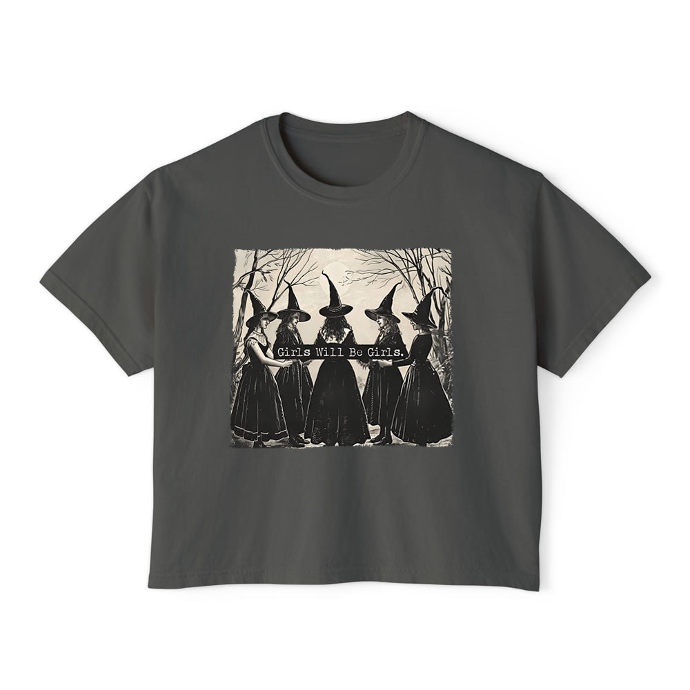 Girls Will Be Girls Witch Crop Boxy T-shirt - printwithsky