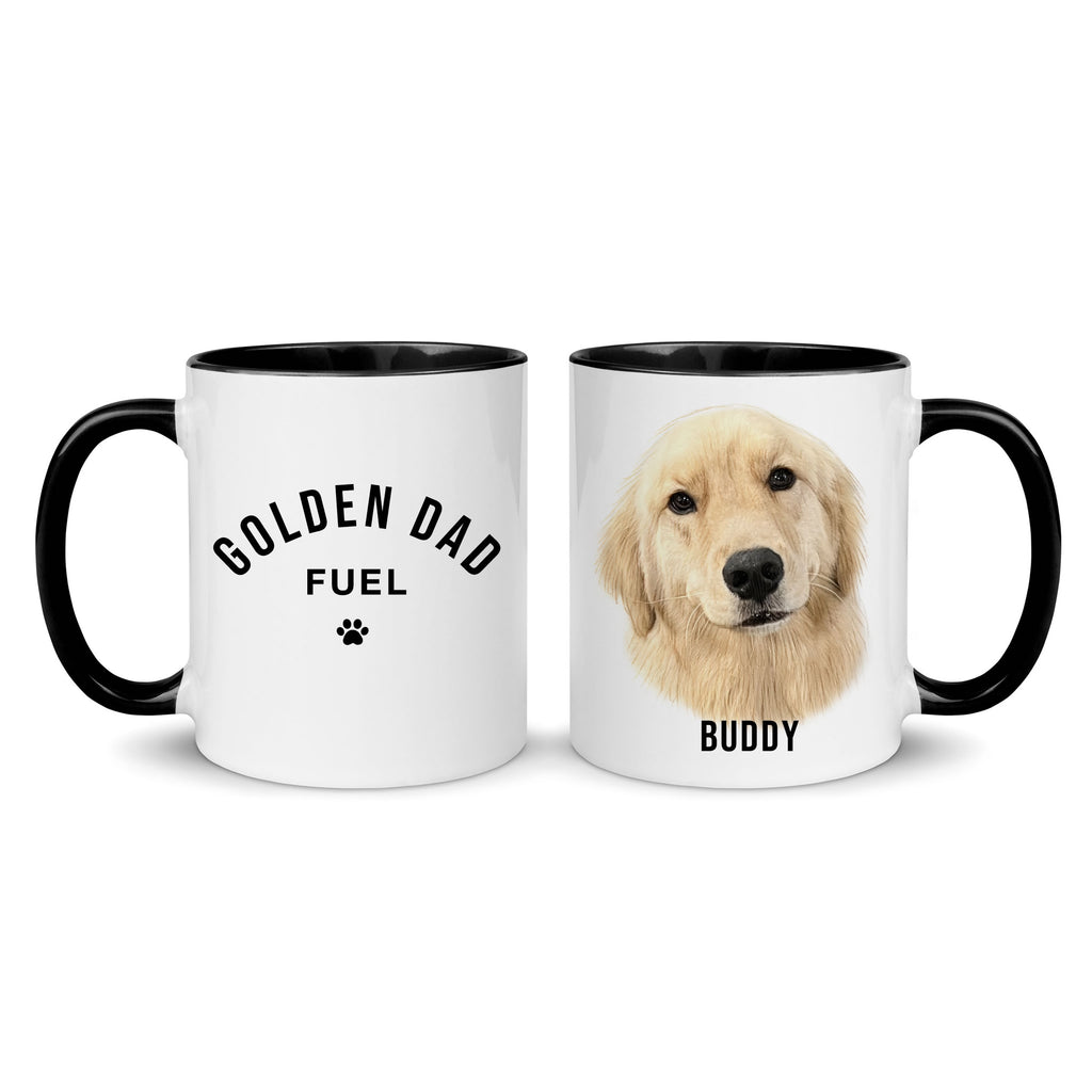 Custom Pet Portrait Mug | Golden Dad Fuel Personalized Dog Dad Coffee Cup
