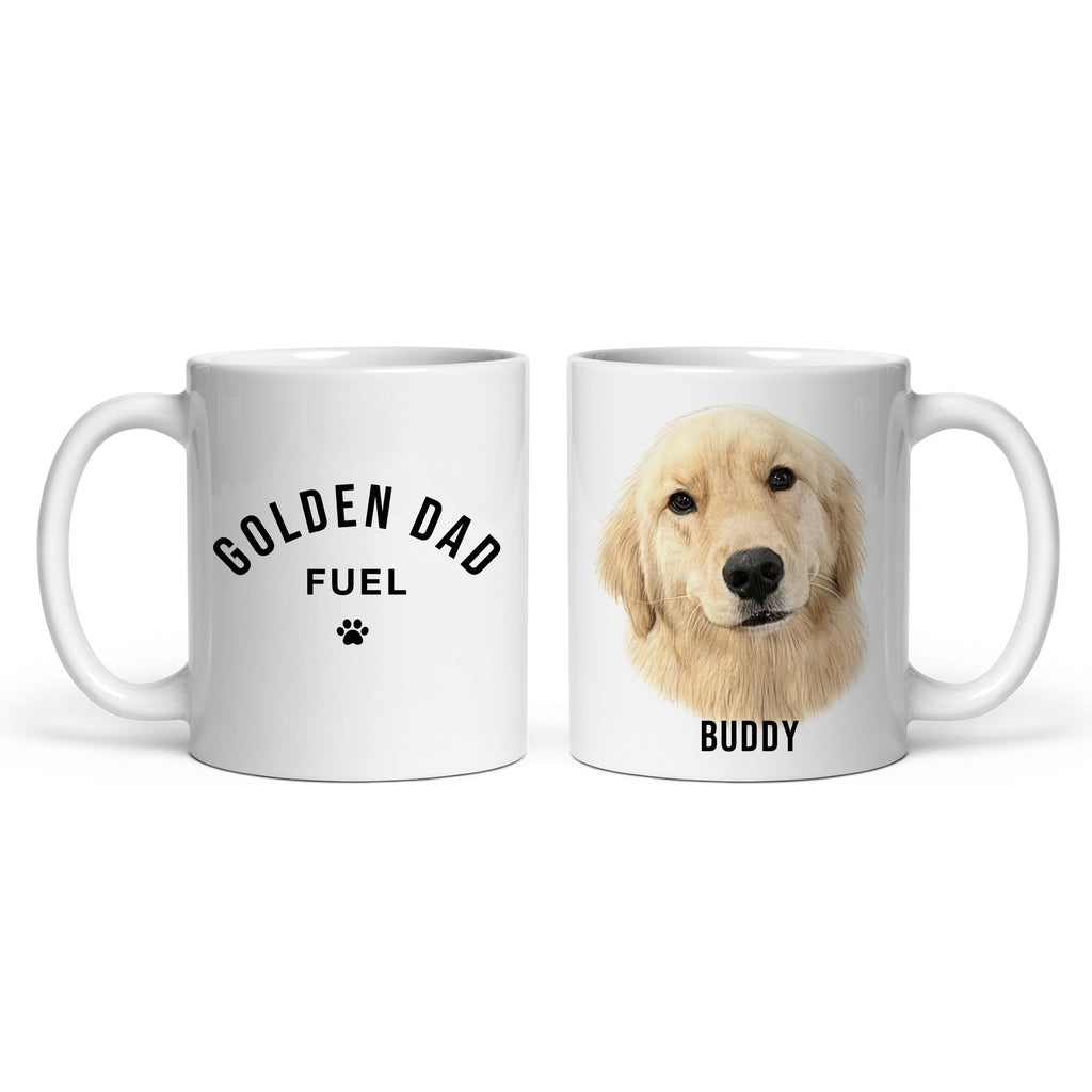 Custom Pet Portrait Mug | Golden Dad Fuel Personalized Dog Dad Coffee Cup