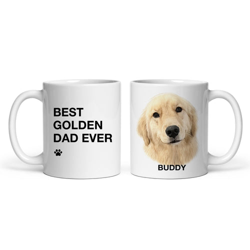 Best Golden Dad Ever Custom Pet Portrait Mug | Personalized Dog Dad Coffee Cup Gift - printwithsky