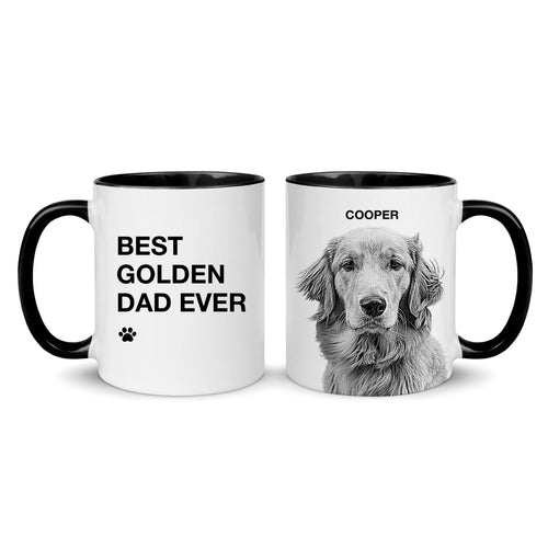 Golden Dad Custom Pet Portrait Mug | Personalized Dog Dad Gift - printwithsky