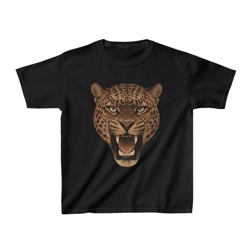 Leopard Graphic 90s Baby Tee | Vintage Animal Print Y2K Streetwear Top for Women - printwithsky